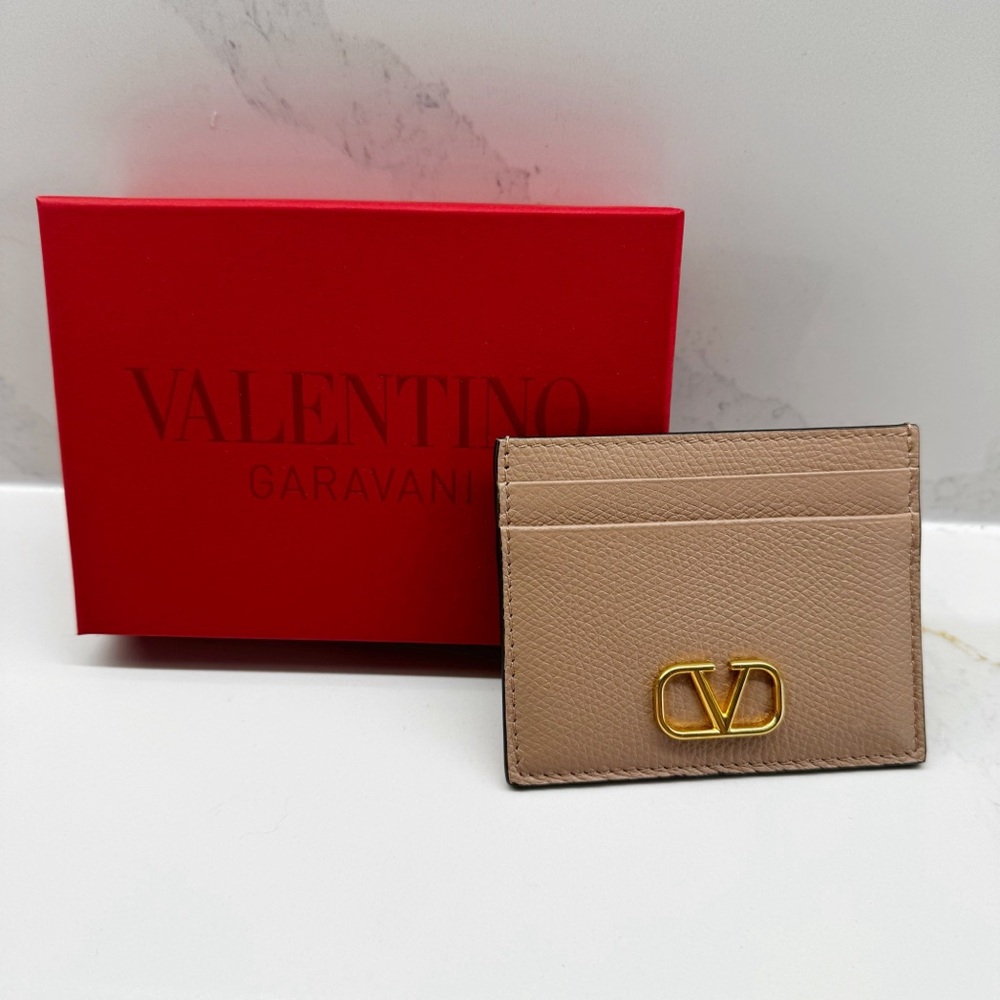Valentino Signature Grainy Calfskin Card Holder